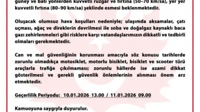 Bursa Valiliği, kent genelinde etkisini sürdüren şiddetli lodos ve fırtına