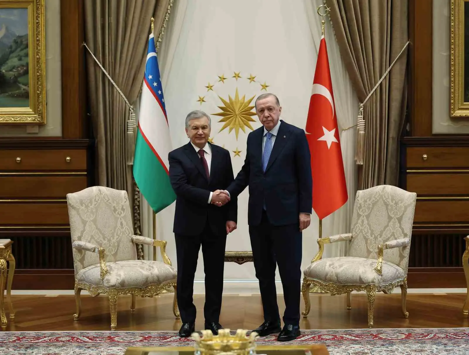 Cumhurbaşkanı Recep Tayyip Erdoğan, Özbekistan Cumhurbaşkanı Şevket Mirziyoyev ile düzenlediği