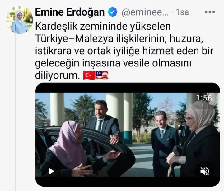 Cumhurbaşkanı Recep Tayyip Erdoğan’ın eşi Emine Erdoğan, Malezya Başbakanı Enver