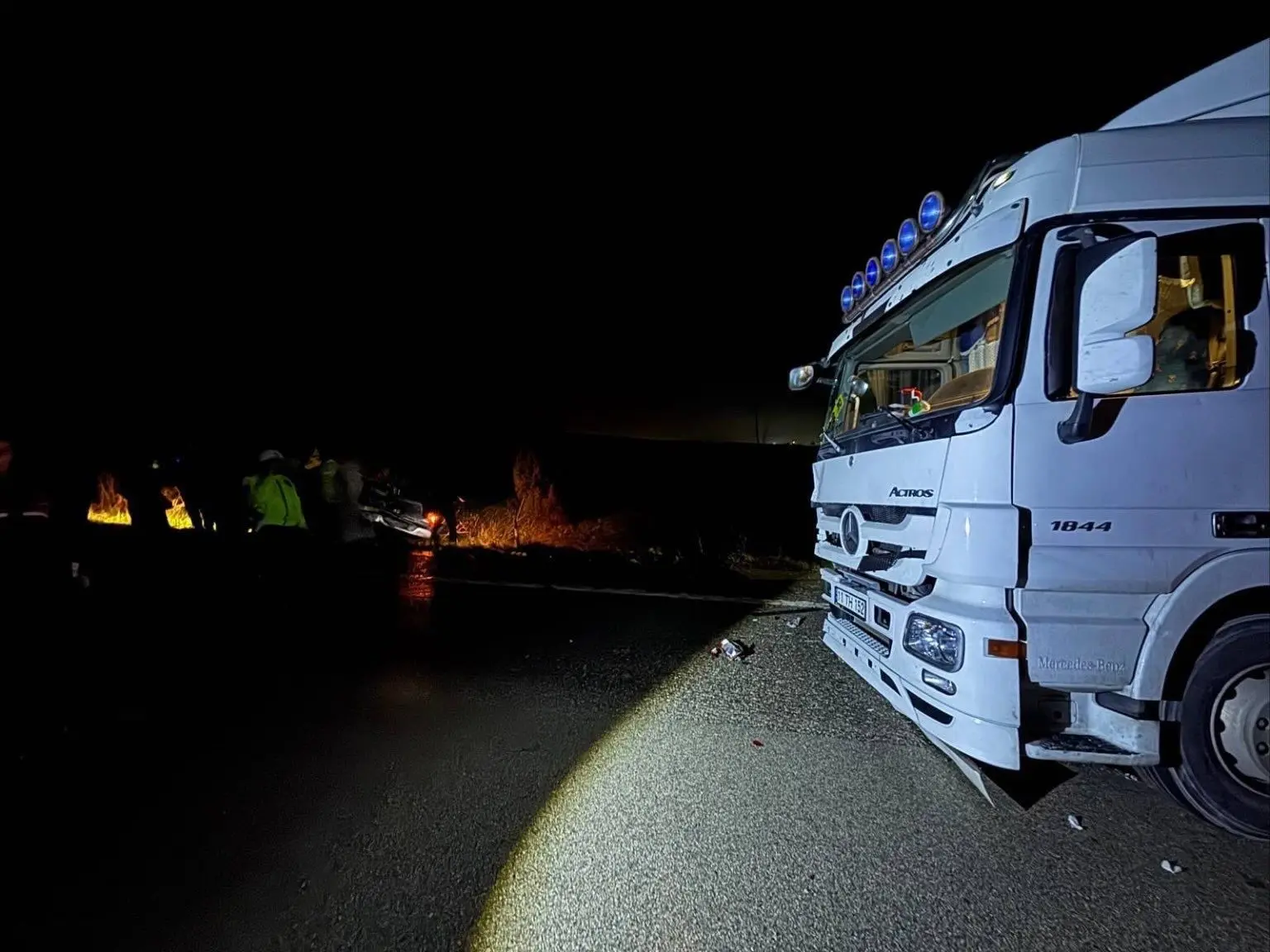 Bursa’nın Mustafakemalpaşa ilçesinde otoyolda köpeklere çarpıp durmak zorunda kalan otomobile