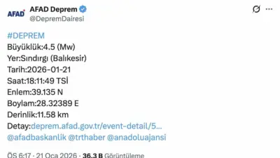 Balıkesir’in Sındırgı ilçesinde meydana gelen 4.5 büyüklüğündeki deprem Bursa’da da
