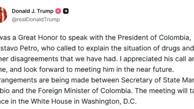 ABD Başkanı Donald Trump, Kolombiya Devlet Başkanı Gustavo Petro ile