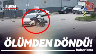 Bursa’da bir otomobil kontrolsüz şekilde dönüş yapmak isteyince motosikletle çarpıştı.