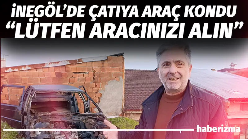 Bursa’nın İnegöl ilçesinde bir traktör tamircisinin çatısında bulunan hurda araç,