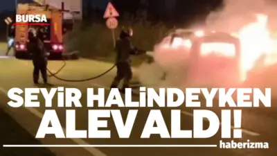 Bursa’da seyir halindeyken alev alan otomobil kullanılmaz hale geldi. Olay,