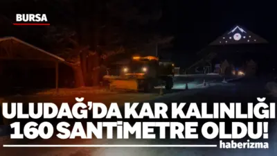 Uludağ’da dün akşam saatlerinde etkisini artıran kar yağışı sonrası kar