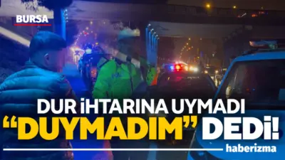 Bursa’da polis ekiplerinin ’dur’ ihtarına uymayan sürücü, yaklaşık 10 kilometre