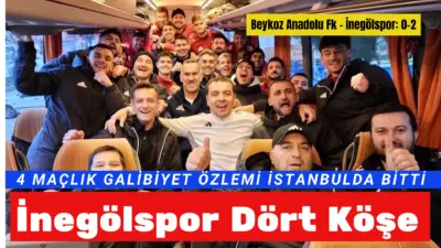 Sultansu İnegölspor 4 haftalık galbiyet özlemini İstanbulda dindirmeyi başardı.Beykoz Anadolu