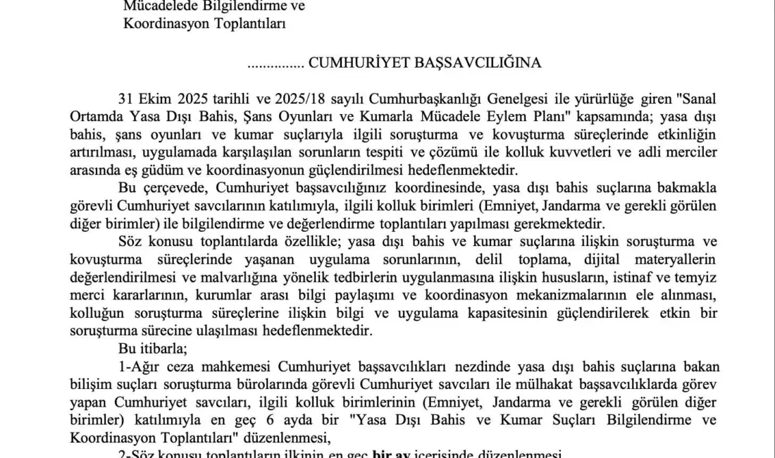 Adalet Bakanlığı, “Sanal Ortamda Yasa Dışı Bahis, Şans Oyunları ve