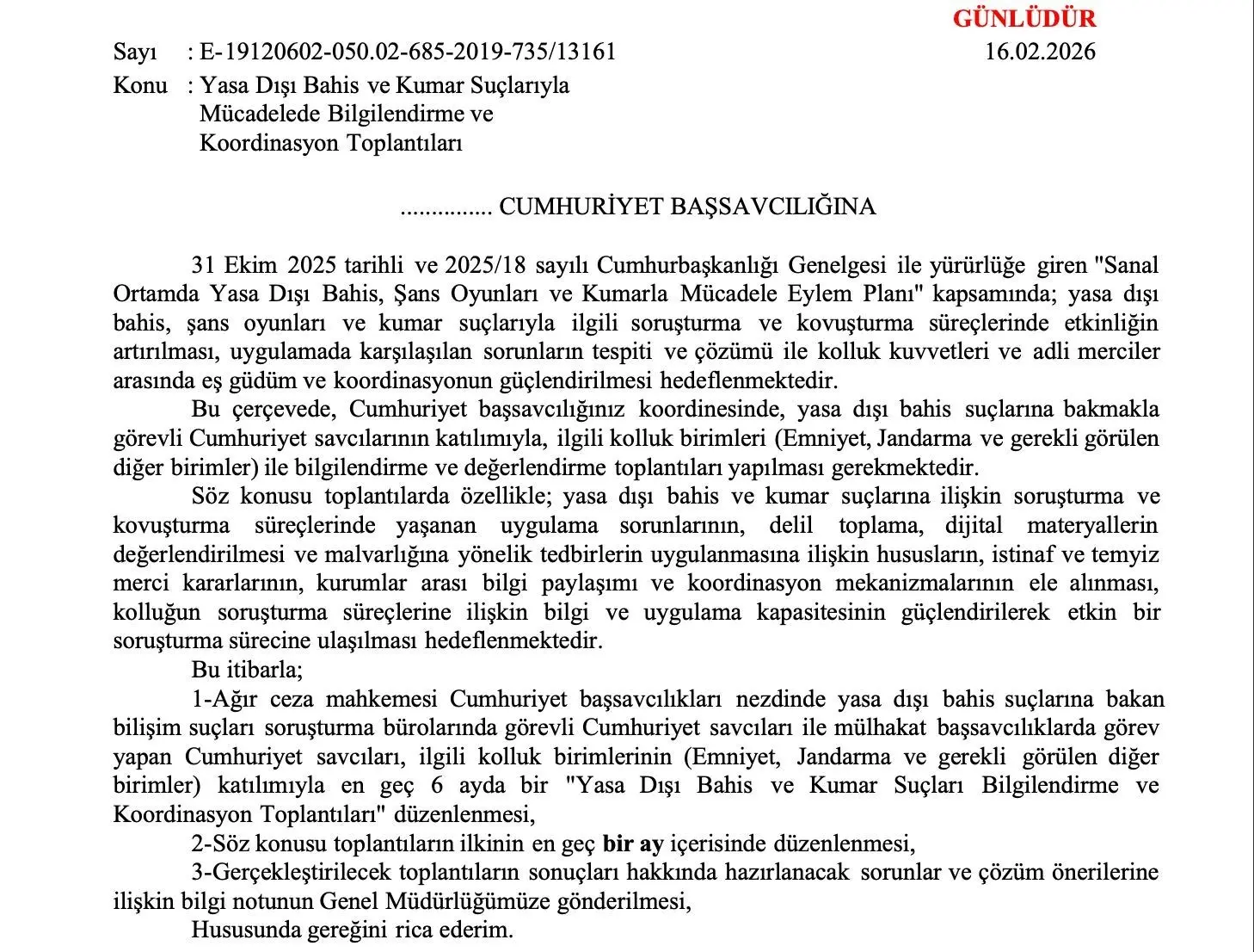 Adalet Bakanlığı, “Sanal Ortamda Yasa Dışı Bahis, Şans Oyunları ve