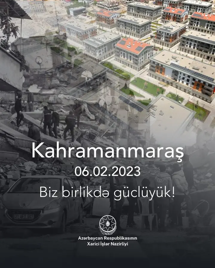 Azerbaycan Dışişleri Bakanlığı, 6 Şubat depremlerinin 3. yıl dönümü dolayısıyla