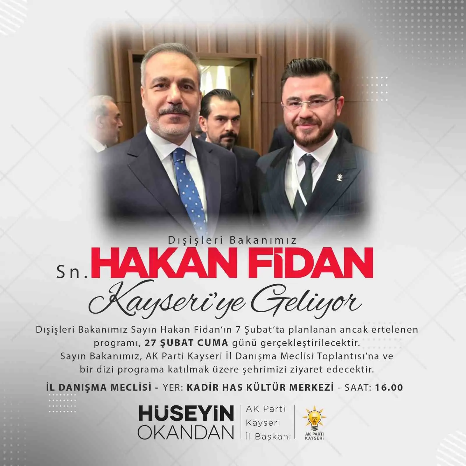 Dışişleri Bakanı Hakan Fidan, partisinin il danışma meclisi toplantısına katılmak