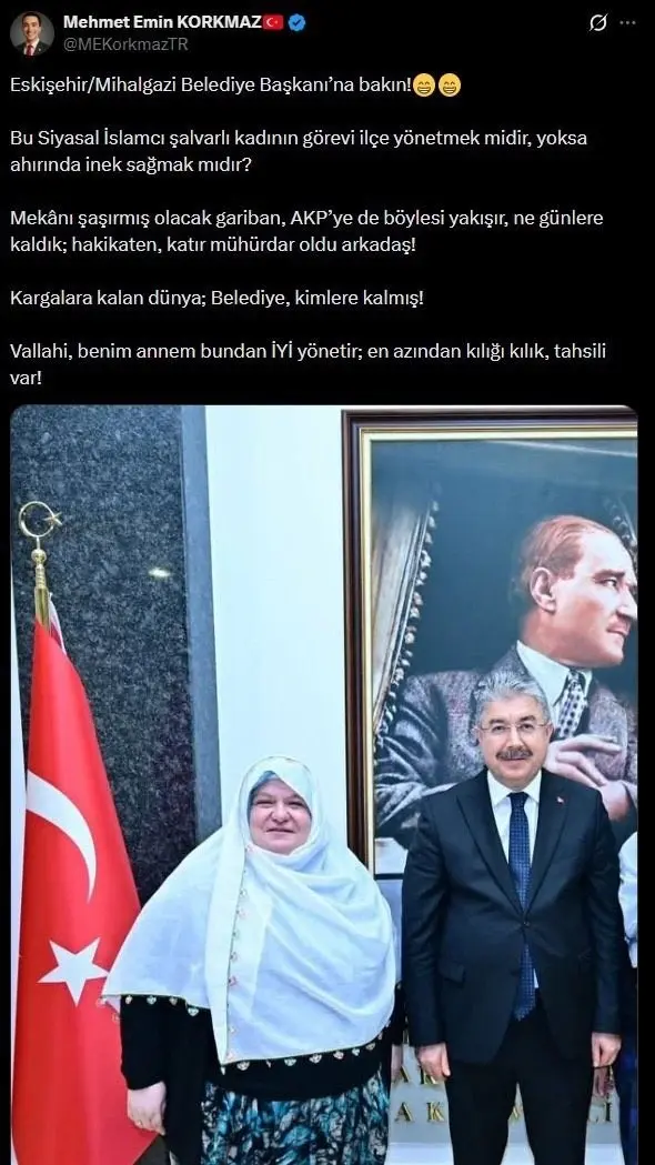 Eskişehir Mihalgazi Belediye Başkanı Zeynep Güneş’e kılık kıyafeti üzerinden hakaret
