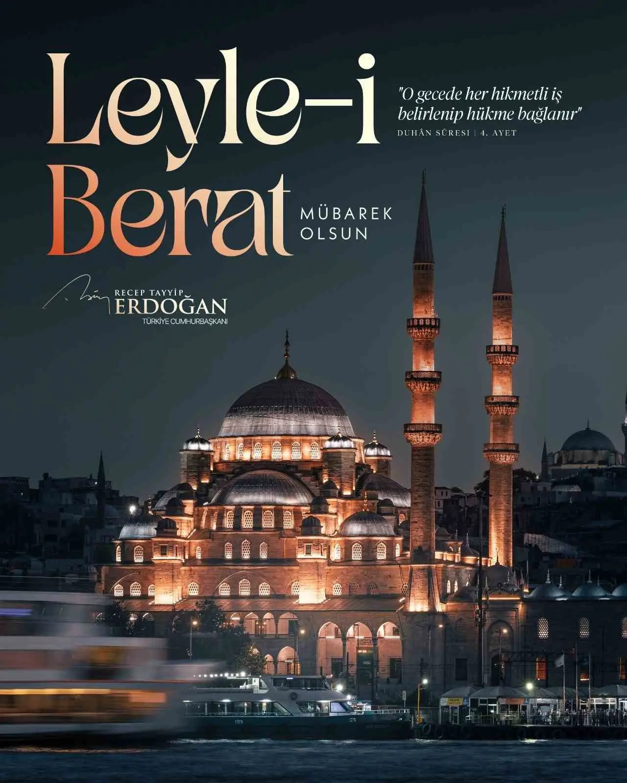 Cumhurbaşkanı Recep Tayyip Erdoğan, Berat Kandili dolayısıyla bir mesaj yayımladı.