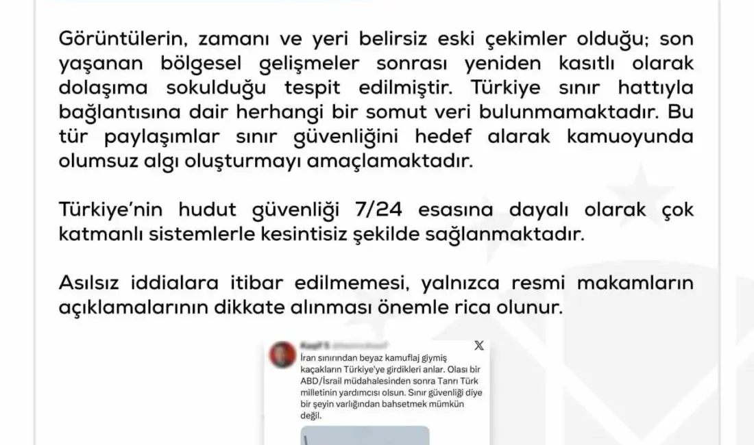 Cumhurbaşkanlığı İletişim Başkanlığı Dezenformasyonla Mücadele Merkezi (DMM) tarafından yapılan açıklamada,