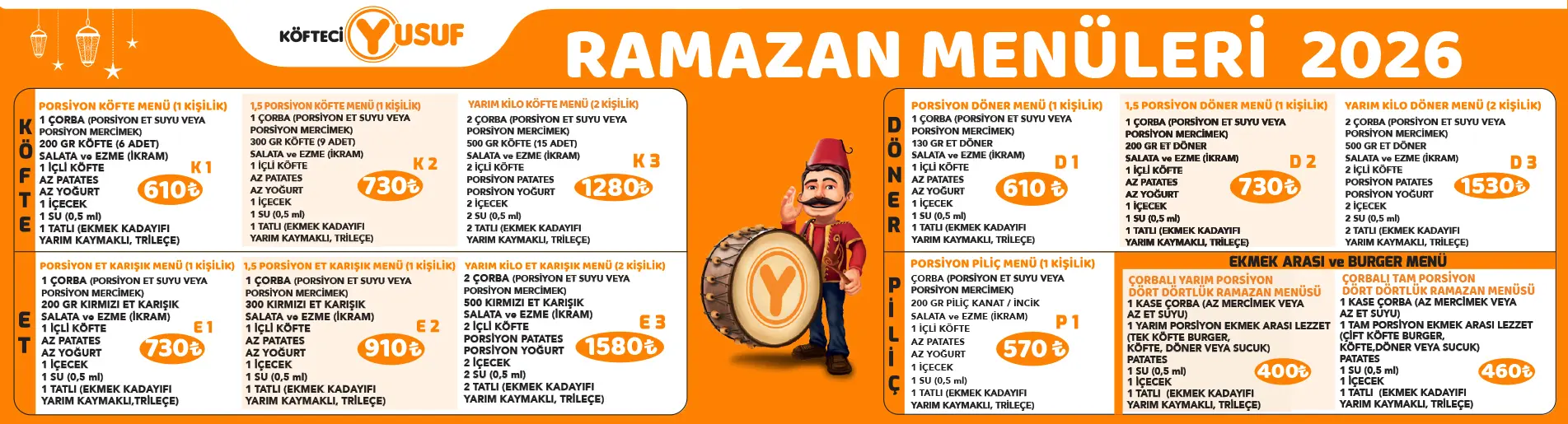 Türkiye’nin en yaygın restoran zincirlerinden Köfteci Yusuf, Ramazan ayına özel