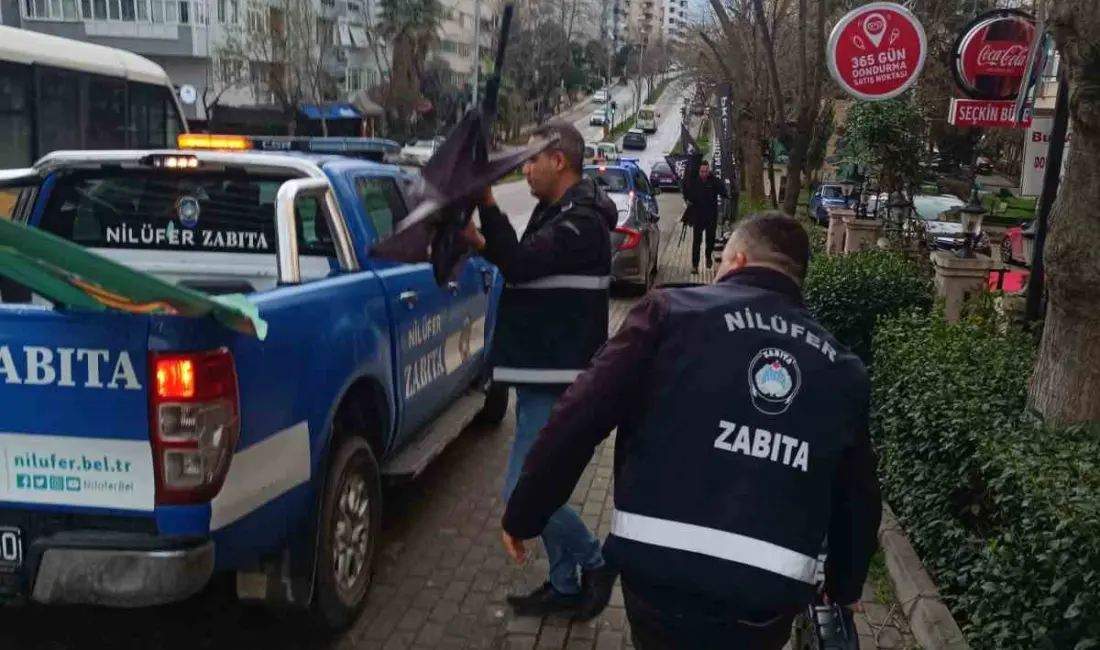 Nilüfer Belediyesi Zabıta Müdürlüğü ekipleri, kentin estetiğini bozan ve yaya