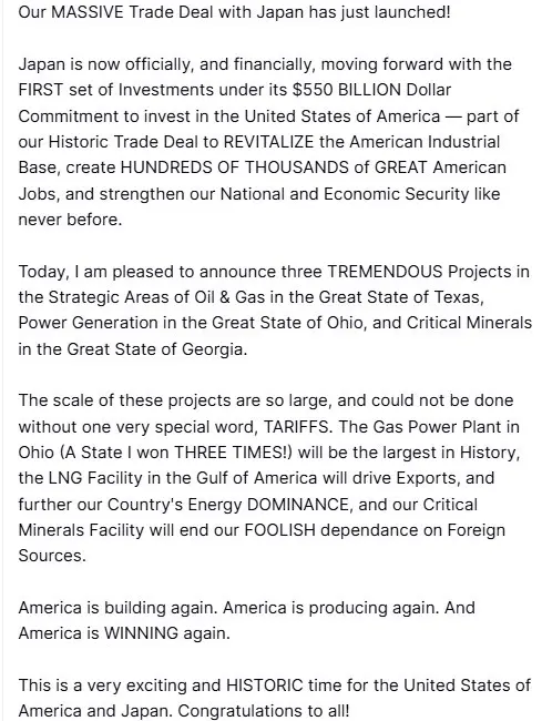 ABD Başkanı Donald Trump, Japonya ile varılan ticaret anlaşmasında yer