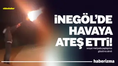 Bursa’nın İnegöl ilçesinde bir şahsın tabancayla havaya ateş açtığı anlar