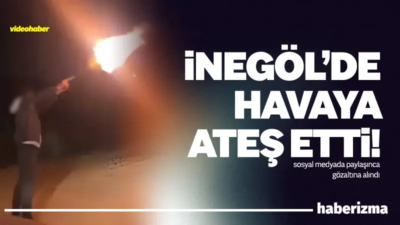 Bursa’nın İnegöl ilçesinde bir şahsın tabancayla havaya ateş açtığı anlar