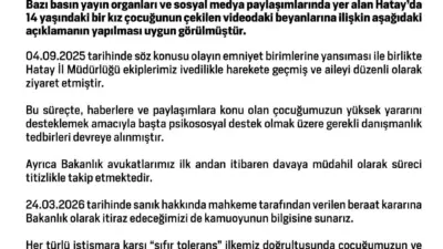 Aile ve Sosyal Hizmetler Bakanlığı Hatay’da 14 yaşındaki kız çocuğunun