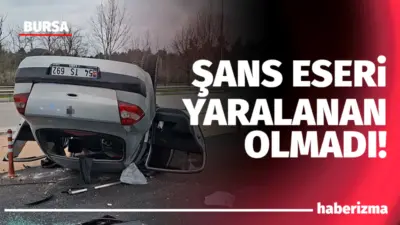 Bursa’nın Nilüfer ilçesinde kontrolden çıkan otomobil takla attı. Kazada araç