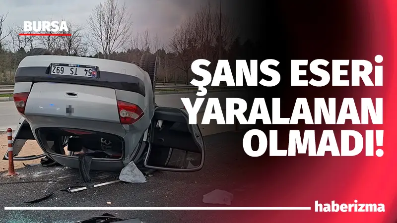 Bursa’nın Nilüfer ilçesinde kontrolden çıkan otomobil takla attı. Kazada araç