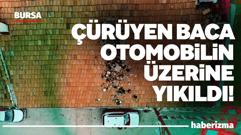 Bursa’nın Keles ilçesinde 3 katlı binanın çürüyen bacağı park halindeki