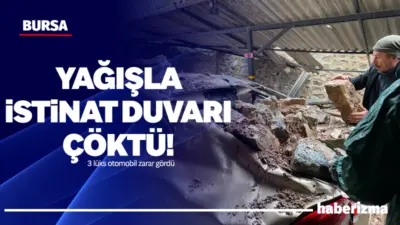 Bursa’da sağanak yağışla birlikte Uludağ’ın eteklerindeki Çekirge Mahallesi’nde bir apartmanın