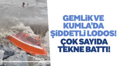 Bursa’nın Gemlik ilçesi ile Kumla sahilinde etkili olan şiddetli lodos,