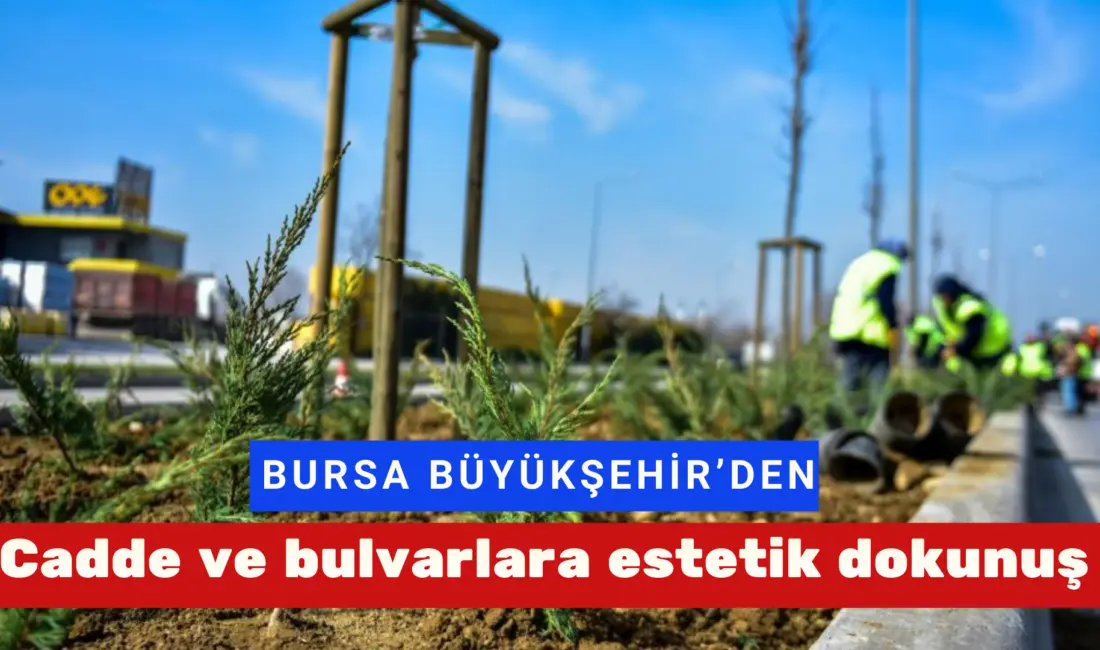 Bursa Büyükşehir Belediyesi, cadde ve bulvarlardaki refüjlerde yaptığı peyzaj düzenlemeleriyle