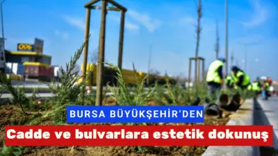 Bursa Büyükşehir Belediyesi, cadde ve bulvarlardaki refüjlerde yaptığı peyzaj düzenlemeleriyle