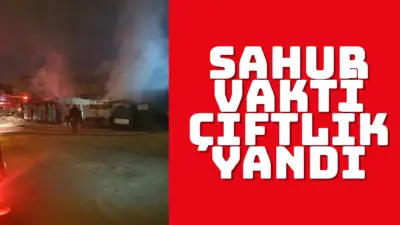 Bursa’nın İnegöl ilçesinde sahur vakti küçükbaş hayvan çiftliğinde yangın çıktı.