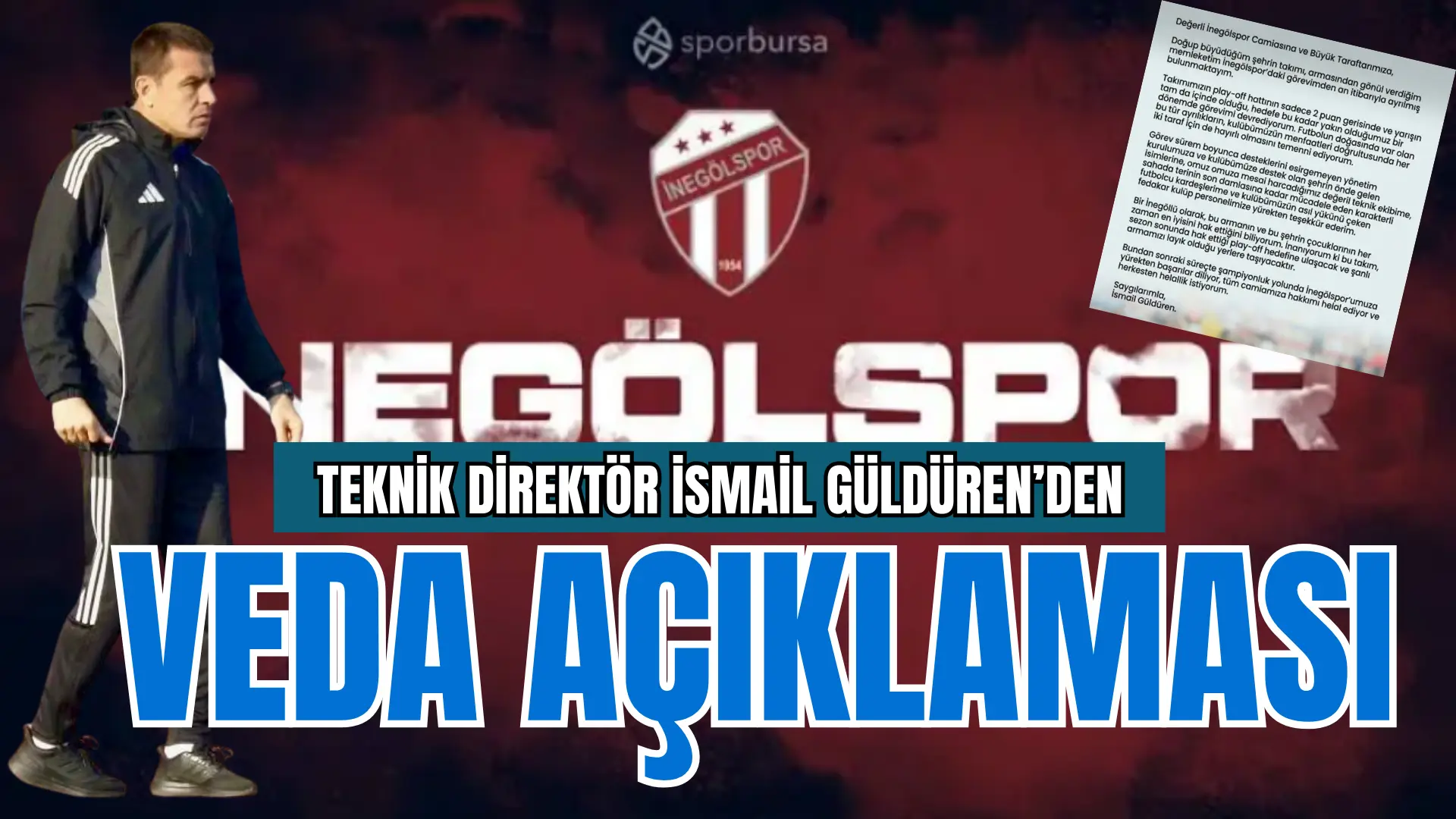 İnegölspor’da Erbaaspor maçı sonrasında yaşanan teknik direktör ayrılığının ardından ,Görevden