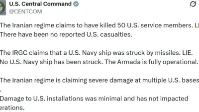 ABD ordusu, İran karşısında önemli kayıplar verildiği yönündeki iddiaları yalanlayarak,