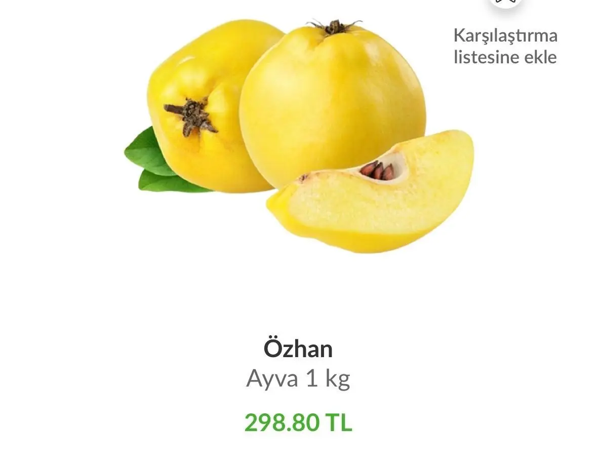 Üretimindeki düşüş nedeniyle fiyatları artan ayva, Bursa’da bir markette kilosu