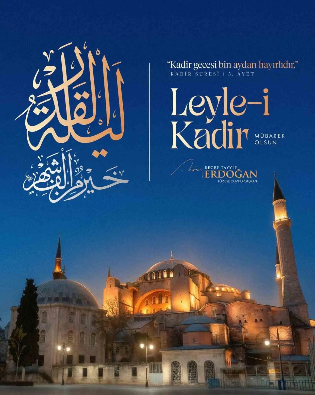 Cumhurbaşkanı Recep Tayyip Erdoğan, Kadir Gecesi’ni kutladı. Cumhurbaşkanı Recep Tayyip
