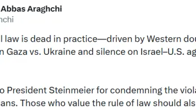 İran Dışişleri Bakanı Abbas Arakçi, “Uluslararası hukuk pratikte ölmüştür. Bunun