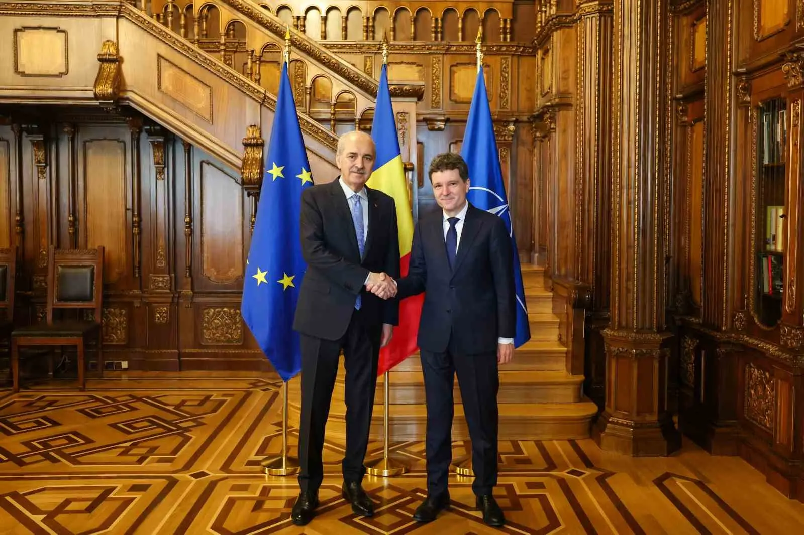 TBMM Başkanı Numan Kurtulmuş, Bükreş’te Romanya Cumhurbaşkanı Nicuşor Dan tarafından