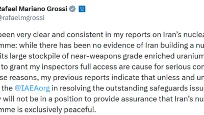 Uluslararası Atom Enerjisi Ajansı (UAEA) Başkanı Rafael Grossi, İran’ın nükleer
