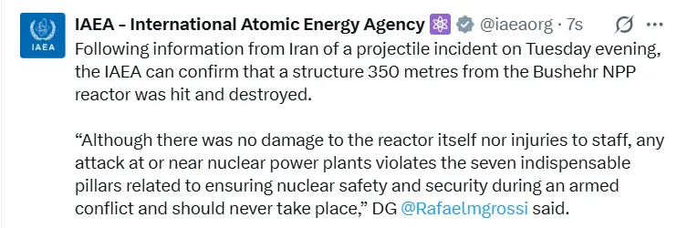 Uluslararası Atom Enerjisi Ajansı (UAEA), İran’daki Buşehr Nükleer Santrali reaktörüne