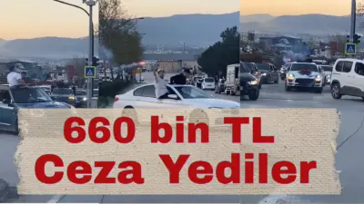 Bursa’da trafikte tehlike saçan düğün konvoyundaki araç sürücülerine toplam 660