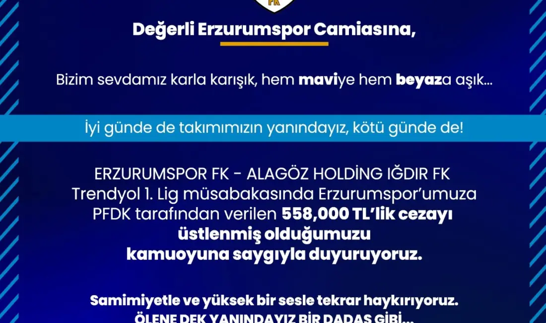 Erzurumspor FK’ya verilen AK Parti Erzurum İl Başkanı Av. İbrahim