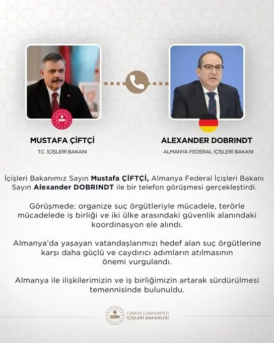 İçişleri Bakanı Mustafa Çiftçi, Almanya Federal İçişleri Bakanı Alexander Dobrindt