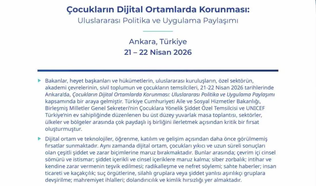 ‘Çocukların Dijital Ortamlarda Korunması: Uluslararası Politika ve Uygulama Paylaşımı programına