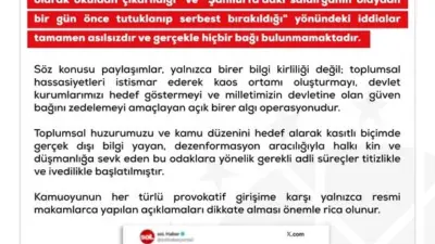 Dezenformasyonla Mücadele Merkezi (DMM) tarafından yapılan açıklamada, “Bazı basın yayın