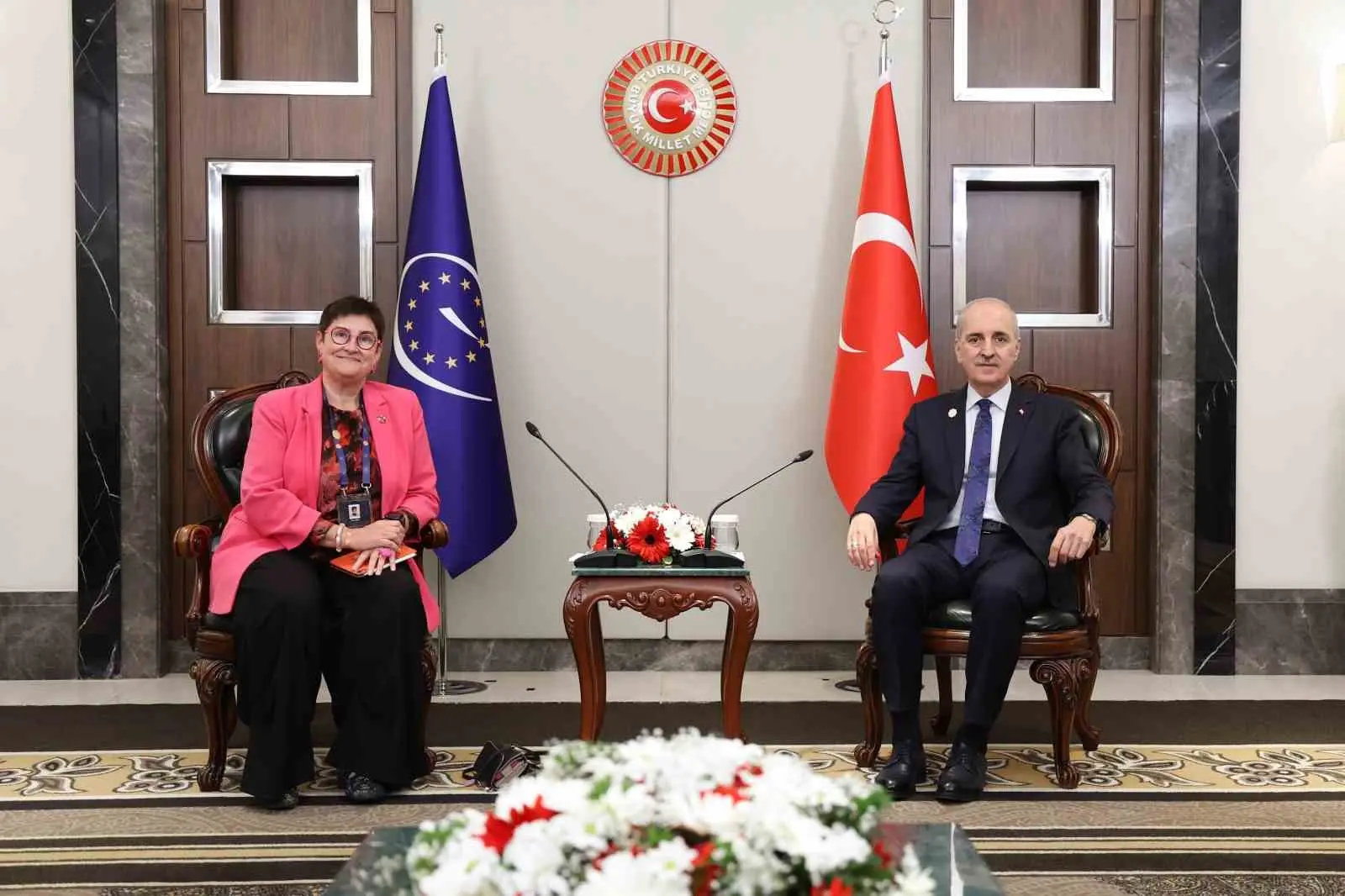 TBMM Başkanı Numan Kurtulmuş, Avrupa Konseyi Parlamenter Meclisi Başkanı Petra