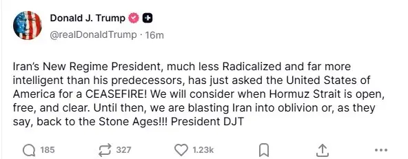 ABD Başkanı Donald Trump, İran’ın yeni liderinin ABD’den ateşkes talebinde