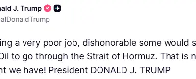 ABD Başkanı Donald Trump, İran’ın Hürmüz Boğazı’ndan geçen gemilerden ücret