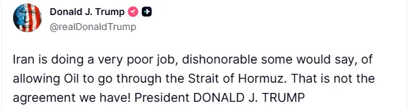 ABD Başkanı Donald Trump, İran’ın Hürmüz Boğazı’ndan geçen gemilerden ücret
